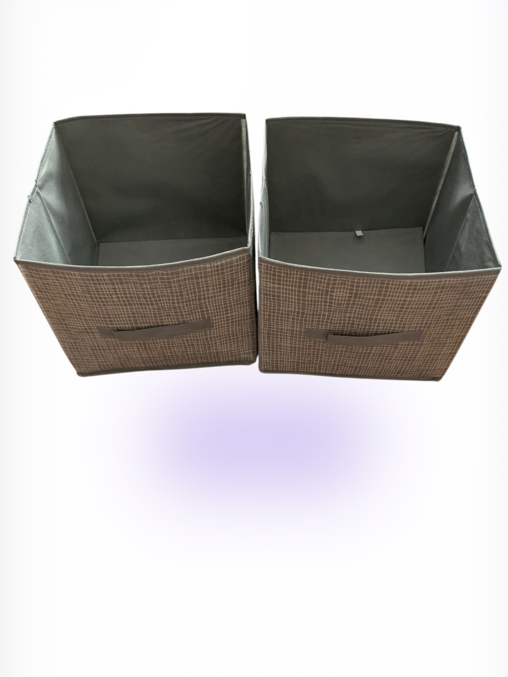 Set of 2 Gray Fabric Storage Bins with Handles